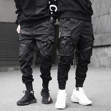 Load image into Gallery viewer, Men Cargo Pants Black Ribbons Block Multi-Pocket 2020