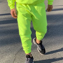 Load image into Gallery viewer, Neon Green Style Men's Fashion Tracksuit Solid 2 Pieces