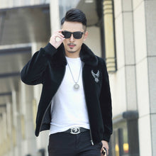 Load image into Gallery viewer, Natural Wool Fur Coat Winter Jacket Men Natural Mink Fur Collar
