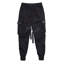Load image into Gallery viewer, Men Cargo Pants Black Ribbons Block Multi-Pocket 2020

