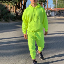 Load image into Gallery viewer, Neon Green Style Men's Fashion Tracksuit Solid 2 Pieces
